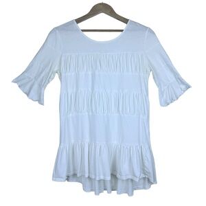 Sundance Tiered Ruffle Hem Top Size XS Minimal Flowy Boho Hippie White